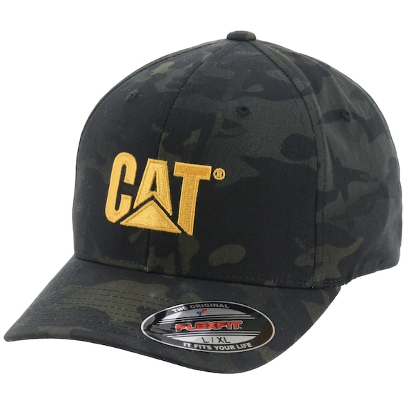 Cat Workwear Trademark Flexfit Cap, S/M, Night Camo - W01700-11790