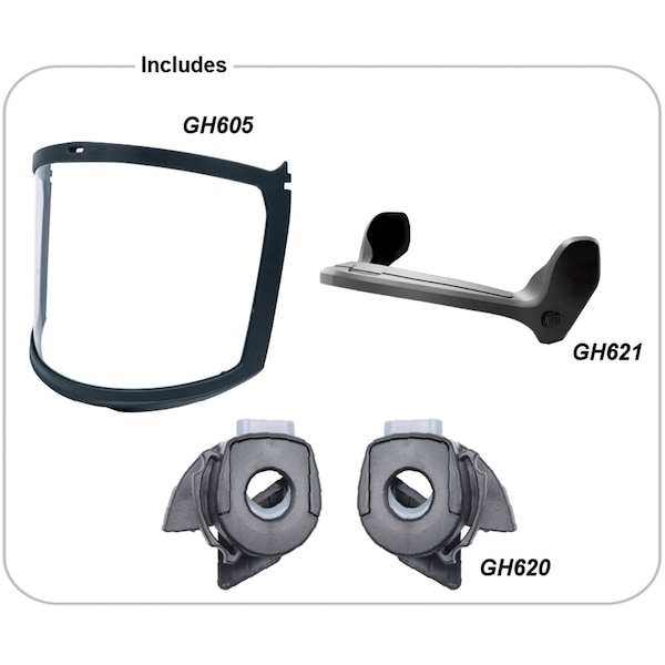 Ge Full Face Visor Kit, For Use With GH400 & GH401 Series Helmet Black - GH603