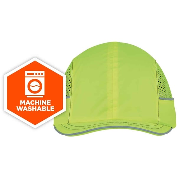 Ergodyne Bump Cap, Long Brim Baseball, ABS, Hook-and-Loop Suspension, Hi-Visibility Lime - 8950