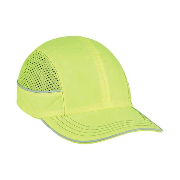 Ergodyne Bump Cap, Long Brim Baseball, ABS, Hook-and-Loop Suspension, Hi-Visibility Lime - 8950