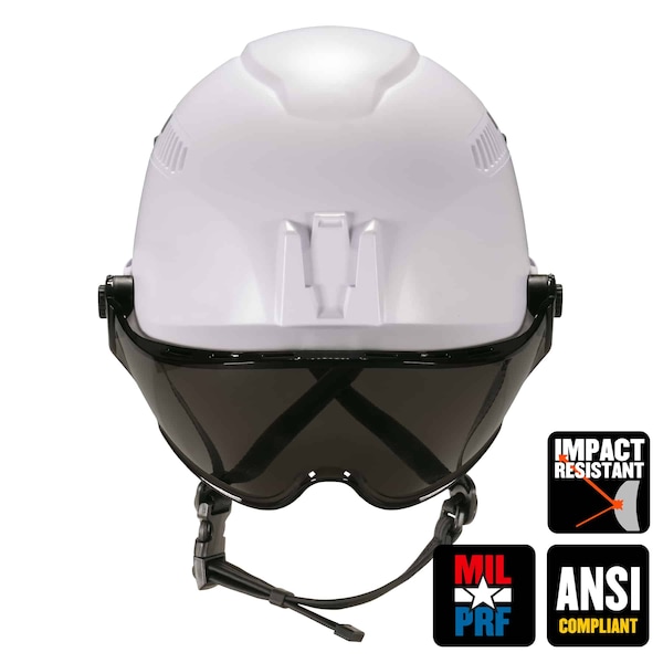 Ergodyne 8975V Anti-Fog Clear Lens White Class C Safety Helmet with Visor - 8975V