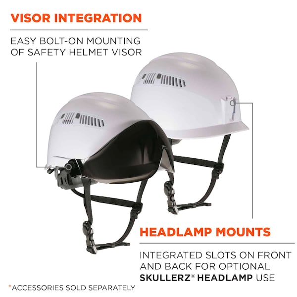 Ergodyne 8975V Anti-Fog Clear Lens White Class C Safety Helmet with Visor - 8975V