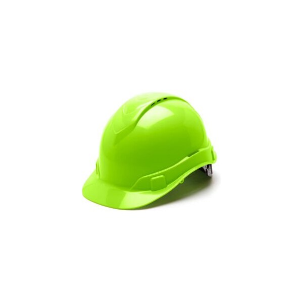 Pyramex Ridgeline Vented Cap Style Hard Hat, Hi-Vis Green, 4-Point Ratchet Suspension - HP44131V