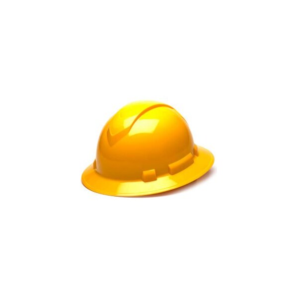 Pyramex Ridgeline Full Brim Hard Hat 6-Point Ratchet Suspension - Yellow - HP56130