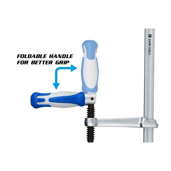 Capri Tools 12 in All Steel Bar Clamp with Foldable Handle, 5-1/2 in Throat Depth - CP11001
