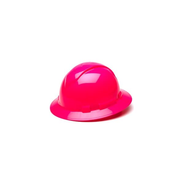Pyramex Ridgeline Full Brim Hard Hat, Hi-Vis Pink, Full Brim 4-Point Ratchet Suspension - HP54170