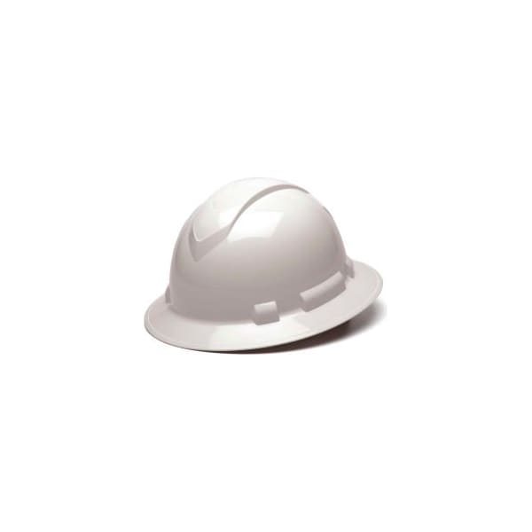 Pyramex Ridgeline Full Brim Hard Hat, White, 4-Point Ratchet Suspension - HP54110