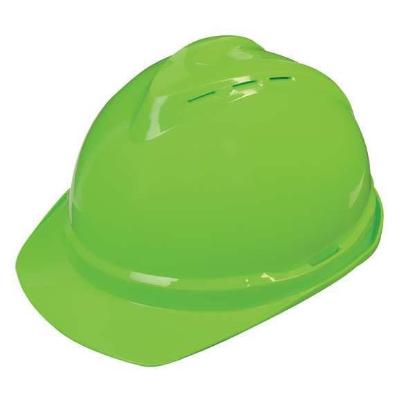 Msa Safety Hard Hat, V-Gard 500, Polyethylene, 6 Point Ratchet, Type 1, Class C, Bright Green - 10035213