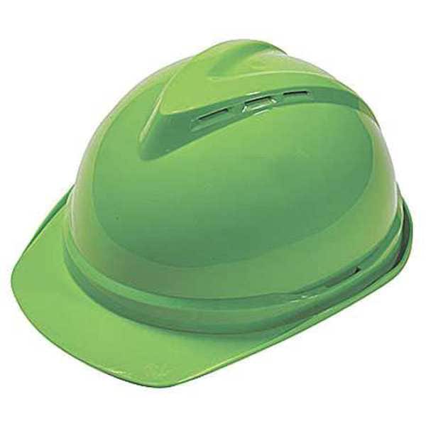 Msa Safety Hard Hat, V-Gard 500, Polyethylene, 6 Point Ratchet, Type 1, Class C, Bright Green - 10035213