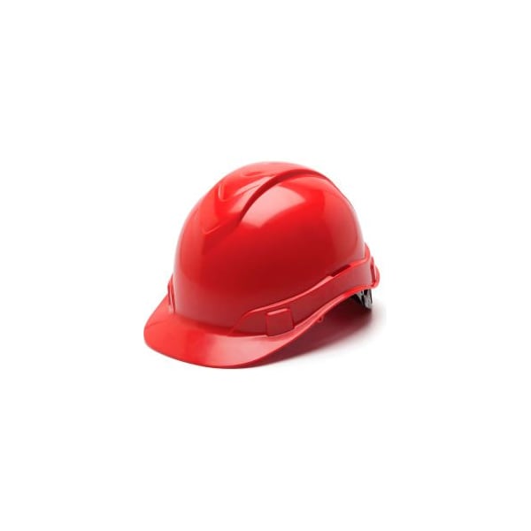 Pyramex Ridgeline Cap Style Hard Hat, Red, 4-Point Ratchet Suspension - HP44120
