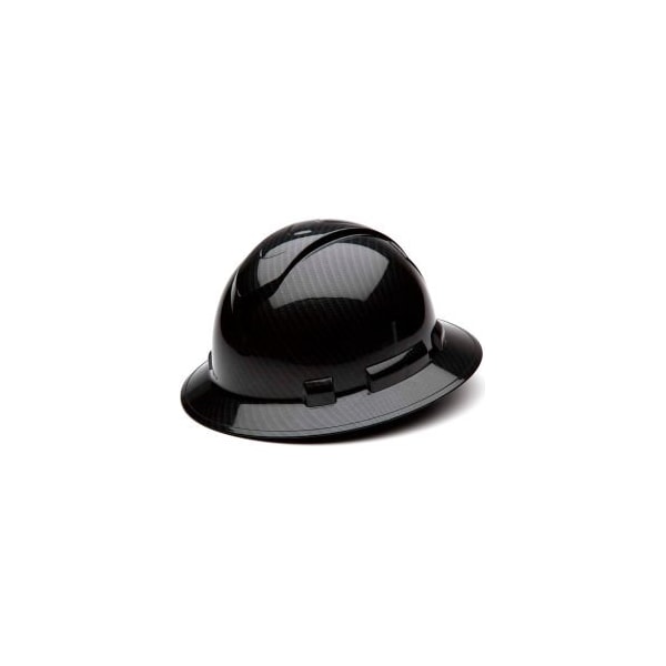 Pyramex Ridgeline Full Brim Hard Hat, Shiny Black Graphite Pattern, 4-Point Ratchet Suspension - HP54117S
