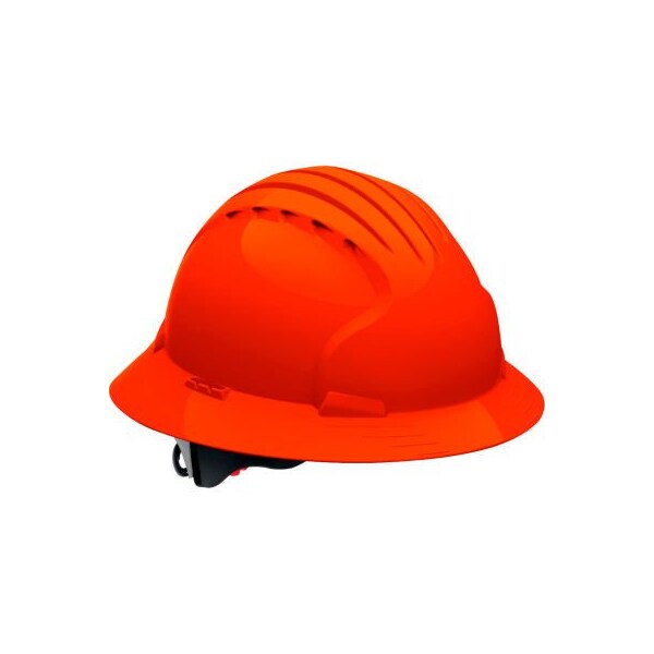 Pip Evolution Deluxe 6161 Full Brim Hard Hat HDPE Shell, 6-Pt Polyester Suspension, Neon Orange - 280-EV6161-OR