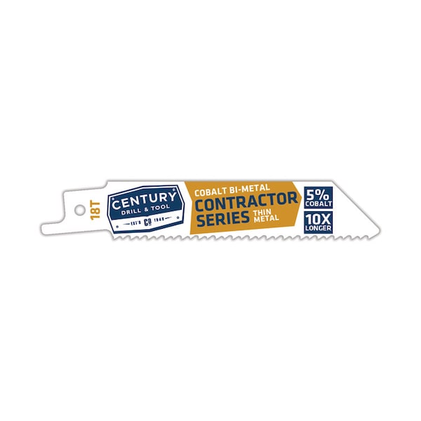 Century Drill & Tool Recip Saw Blade 4 X 18T Bi-Metal Contractor 3/4 Width .035 Thick - 7452