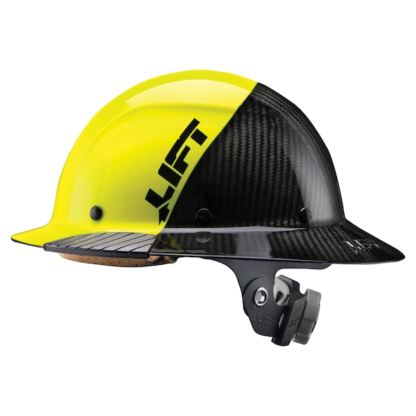 Dax Hard Hats Hard Hat Carbon Fiber Full Brim 50-50 (Yellow/Black) - HDF50C-19HC