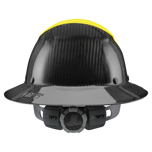 Dax Hard Hats Hard Hat Carbon Fiber Full Brim 50-50 (Yellow/Black) - HDF50C-19HC