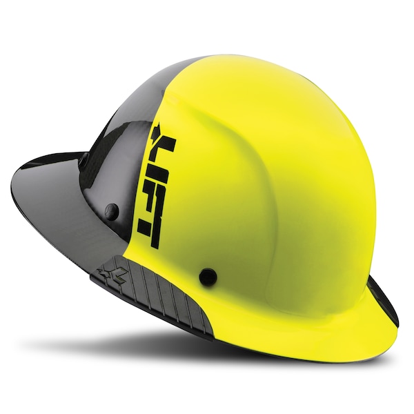 Dax Hard Hats Hard Hat Carbon Fiber Full Brim 50-50 (Yellow/Black) - HDF50C-19HC
