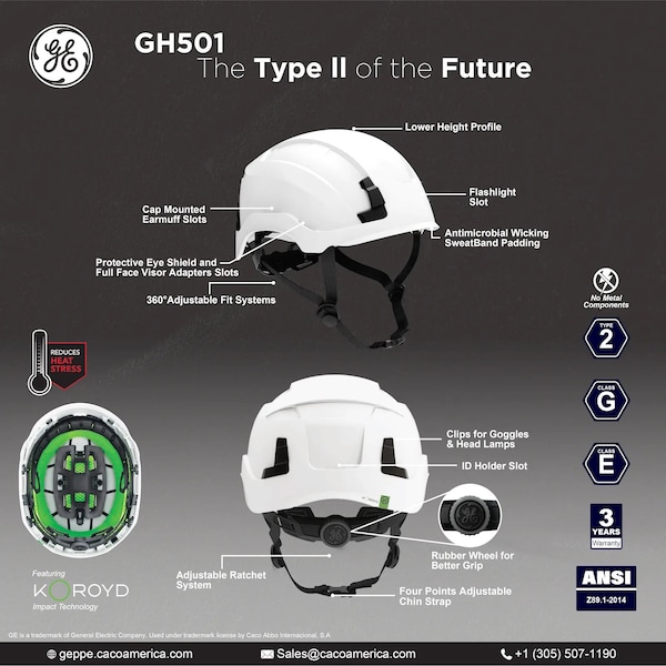 Ge SAFETY HELMET TYPE 2 NON VENTED-WHITE - GH501W