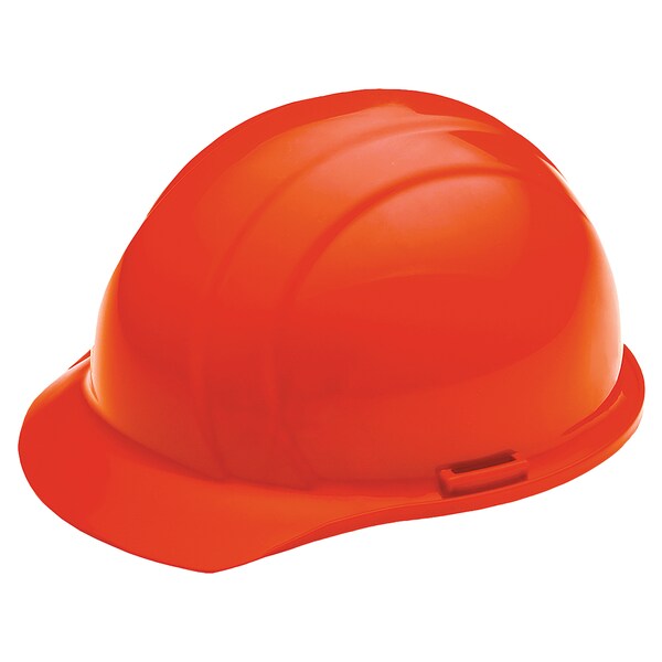 Erb Safety Hard Hat, Americana, Polyethylene, 4 Point Ratchet, Type 1, Class E, Hi-Vis Orange - 19365