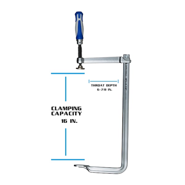 Capri Tools 16 in All Steel Bar Clamp with Foldable Handle, 6-7/8 in Throat Depth - CP11002