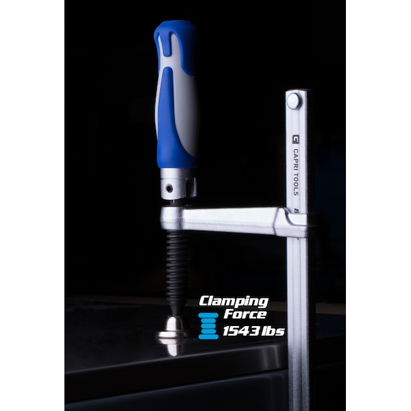 Capri Tools 16 in All Steel Bar Clamp with Foldable Handle, 6-7/8 in Throat Depth - CP11002