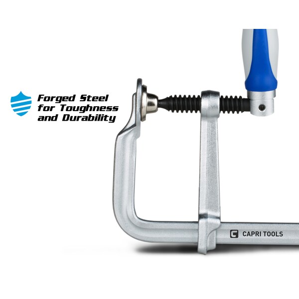 Capri Tools 16 in All Steel Bar Clamp with Foldable Handle, 6-7/8 in Throat Depth - CP11002