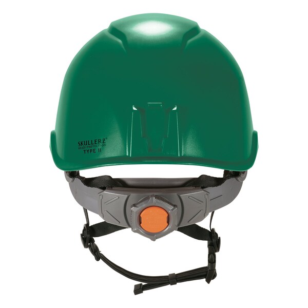 Ergodyne Micro Brim Safety Helmet, Skullerz 8976, PC-ABS, 6-Point Point Ratchet, Class E, Green - 8976