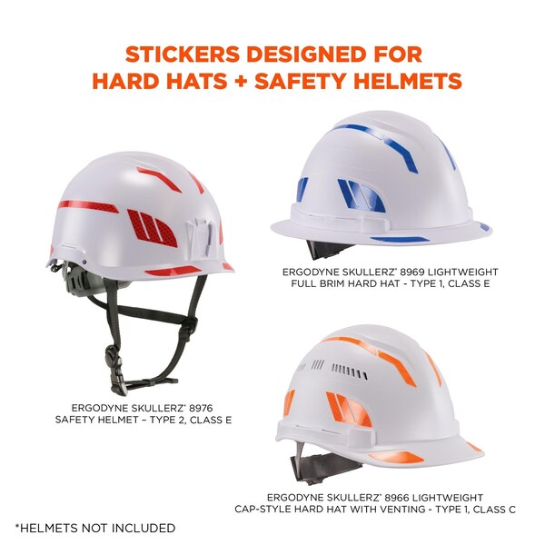 Ergodyne Reflective Hard Hat with Safety Helmet Sticker Kit, Blue - 8961