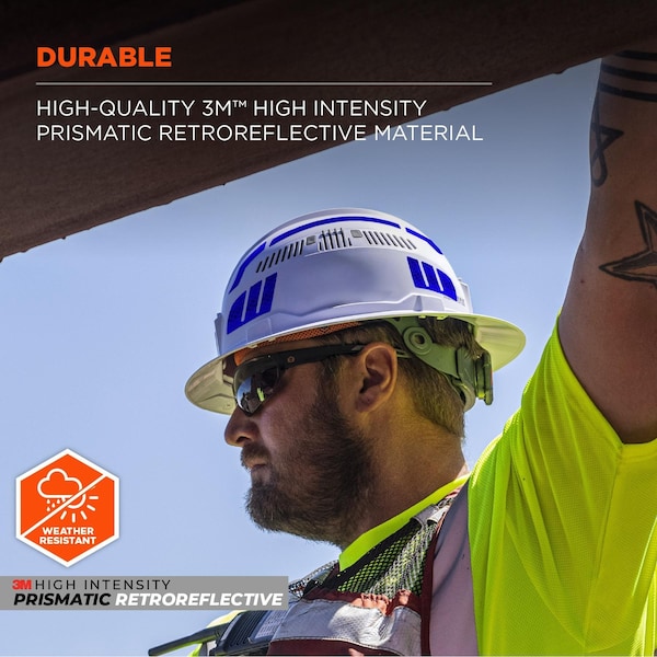 Ergodyne Reflective Hard Hat with Safety Helmet Sticker Kit, Blue - 8961