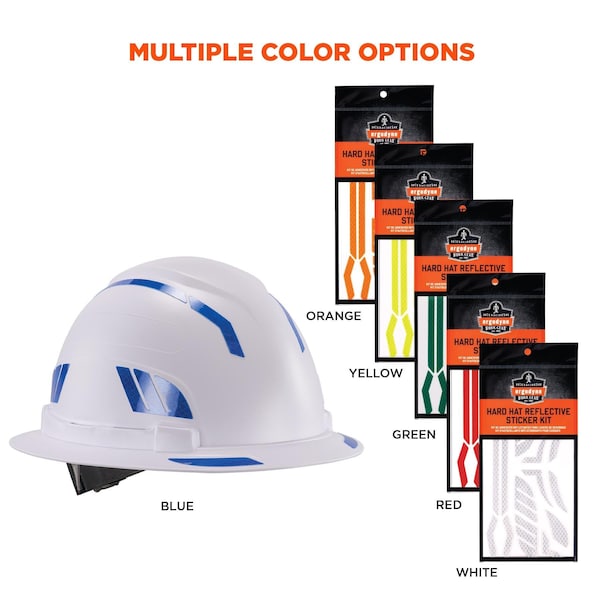 Ergodyne Reflective Hard Hat with Safety Helmet Sticker Kit, Blue - 8961