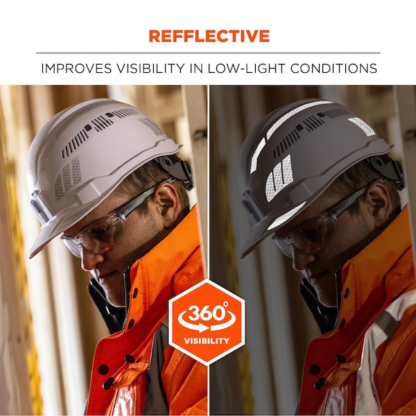 Ergodyne Reflective Hard Hat with Safety Helmet Sticker Kit, Red - 8961