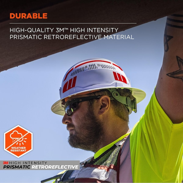 Ergodyne Reflective Hard Hat with Safety Helmet Sticker Kit, Red - 8961