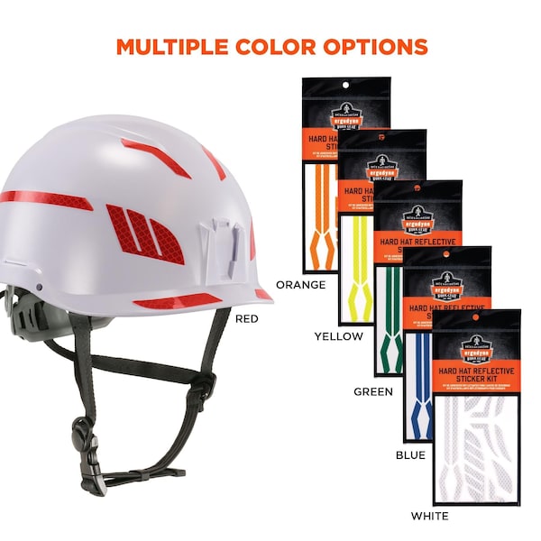Ergodyne Reflective Hard Hat with Safety Helmet Sticker Kit, Red - 8961