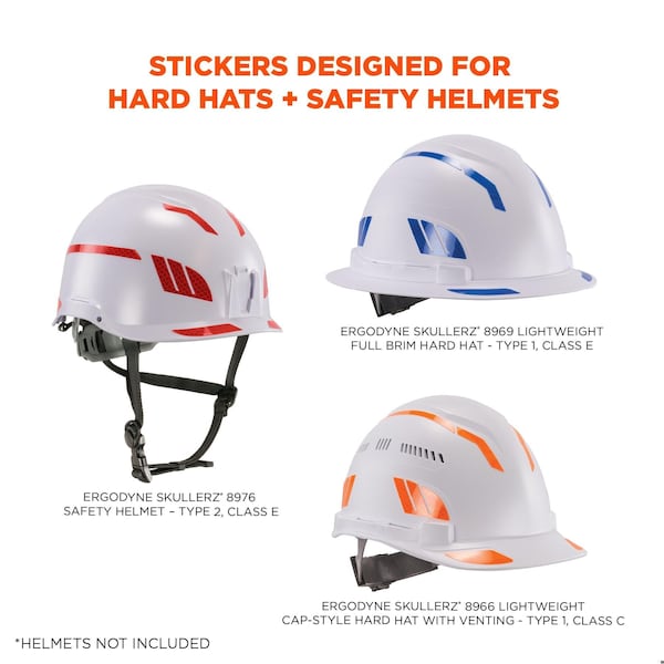 Ergodyne Reflective Hard Hat with Safety Helmet Sticker Kit, Red - 8961