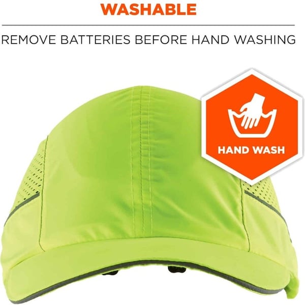 Ergodyne Bump Cap, Long Brim Baseball, ABS, Hook-and-Loop Suspension, Hi-Visibility Lime - 8960