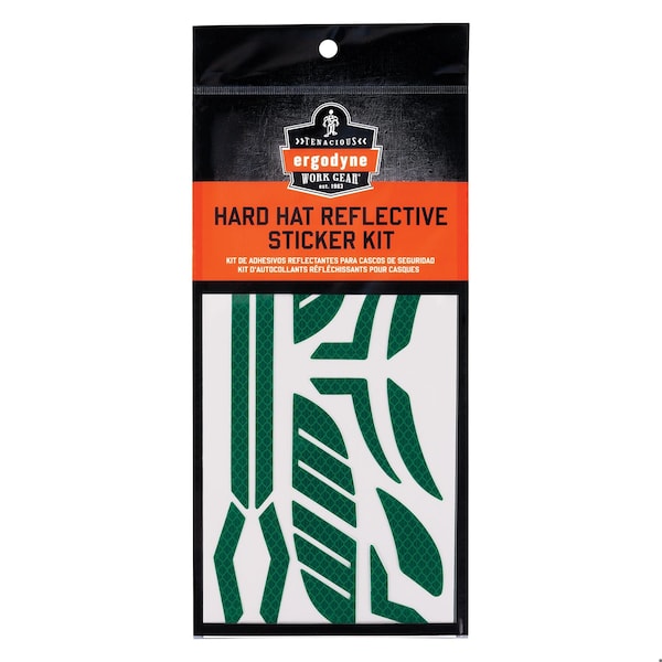 Ergodyne Reflective Hard Hat with Safety Helmet Sticker Kit, Green - 8961
