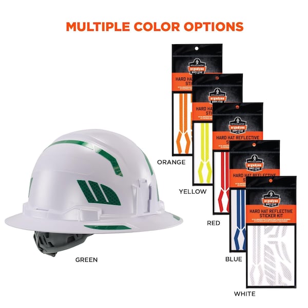 Ergodyne Reflective Hard Hat with Safety Helmet Sticker Kit, Green - 8961