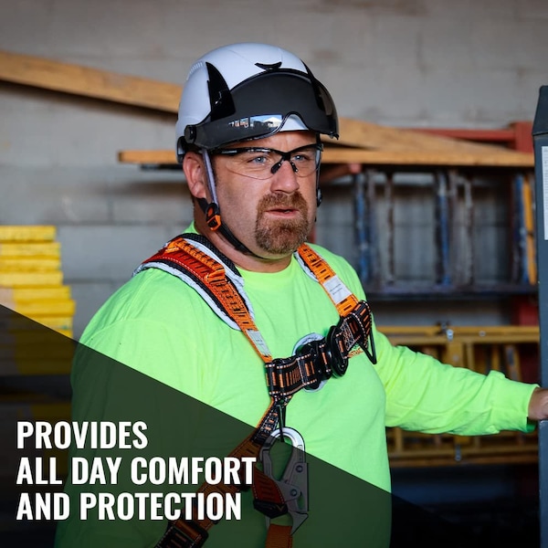 Malta Dynamics Safety Helmet w/Tinted Visor, Acrylonitrile Butadiene Styrene (ABS), Ratchet, White - HTW2002