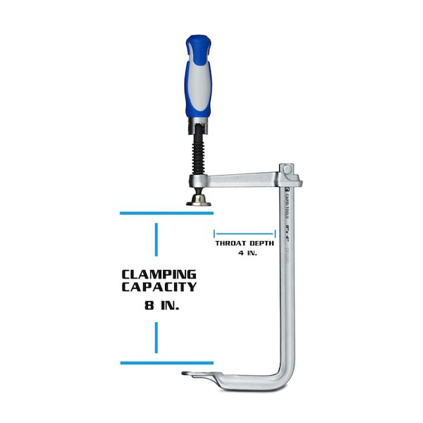 Capri Tools 8 in All Steel Bar Clamp with Foldable Handle, 4 in Throat Depth - CP11000