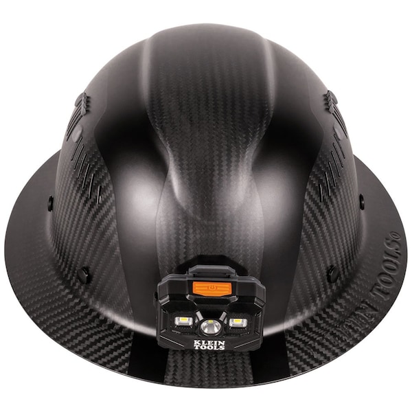 Klein Tools Klein Carbon Fiber Full Brim Hard Hat with Headlamp, Titan - 60512