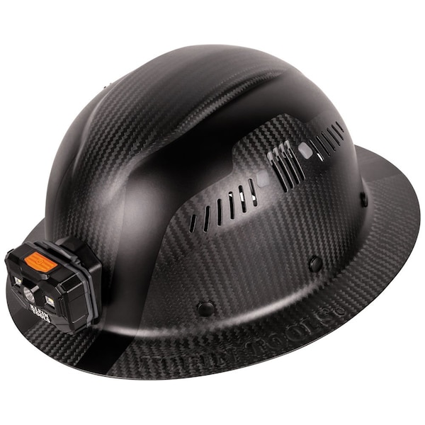 Klein Tools Klein Carbon Fiber Full Brim Hard Hat with Headlamp, Titan - 60512