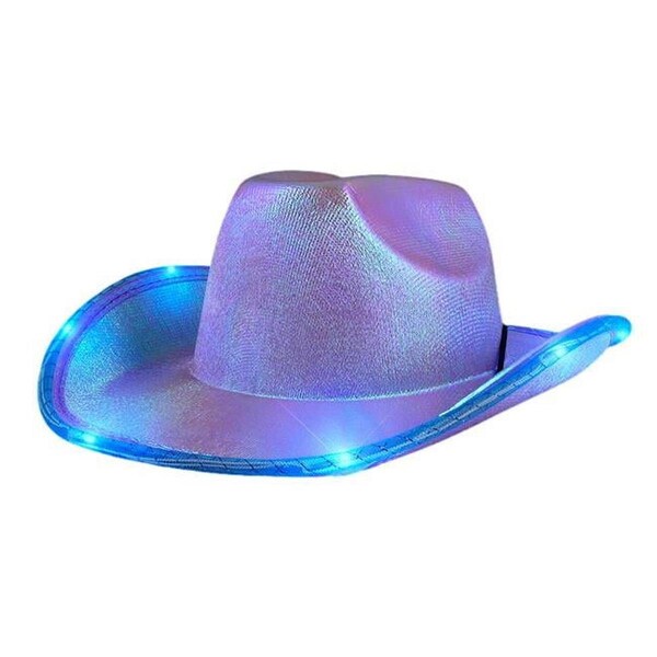 Surprise Purple Blue Light Up Glorious Luminous Sheen Metallic Cowboy Space Cowgirl Hat - SU3333979