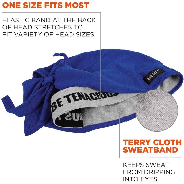 Chill-Its By Ergodyne Do Rag, Hi-Cool Performance, Elastic Band, Blue - EGO12481