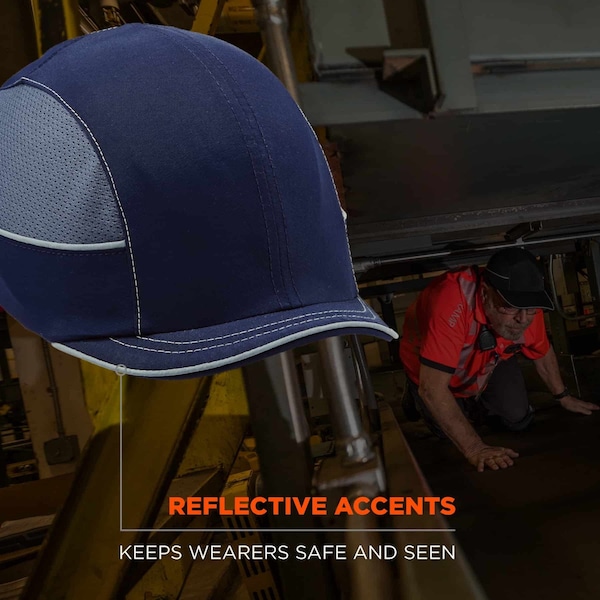 Ergodyne Bump Cap, Short Brim Baseball, ABS, Hook-and-Loop Suspension, Navy, Fits Hat Size One Size Fits Most - 8950