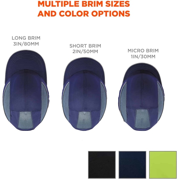 Ergodyne Bump Cap, Short Brim Baseball, ABS, Hook-and-Loop Suspension, Navy, Fits Hat Size One Size Fits Most - 8950
