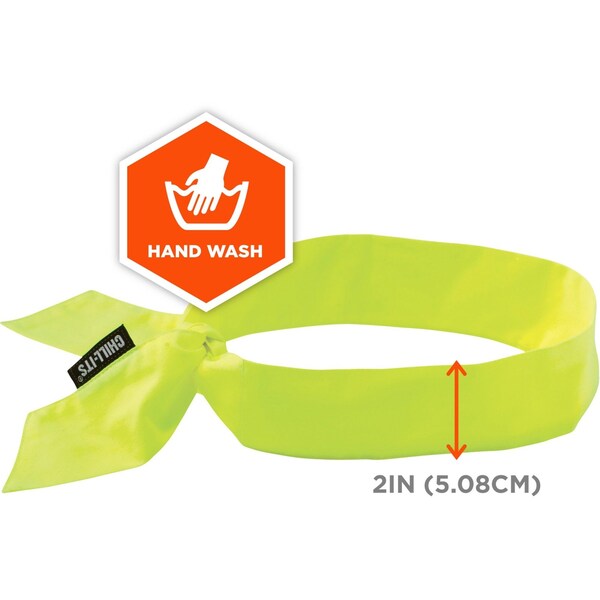 Ergodyne Evaporative Cool Bandana, Tie, Lime, PK24 - 6700