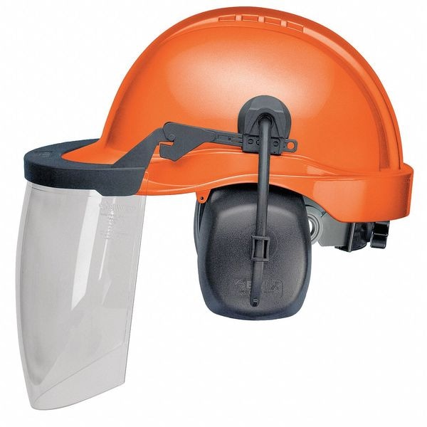Delta Plus Hard Hat, ProGuard (TM), Polypropylene, 6 Point Ratchet, Type 1, Class C, Orange (Cap)/Black (Muff) - CU-30L-V