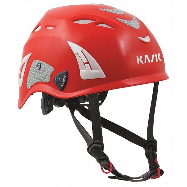 Kask Work/Rescue Helmet, ABS, 6pt. Ratchet, Red Fluo, Fits Hat Size One Size Fits Most , Vented - WHE00037-223