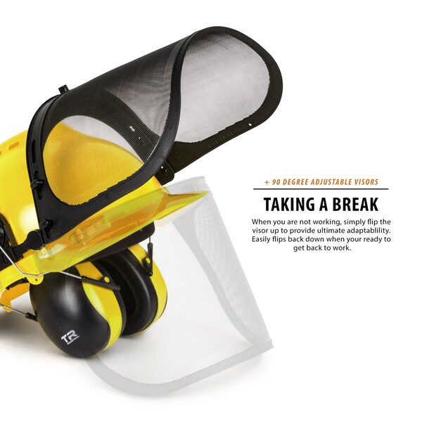 Tr Industrial Forestry Safety Helmet and Hearing Protection System, Yellow - TR88011-YL