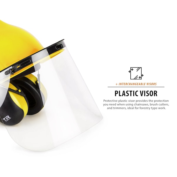 Tr Industrial Forestry Safety Helmet and Hearing Protection System, Yellow - TR88011-YL