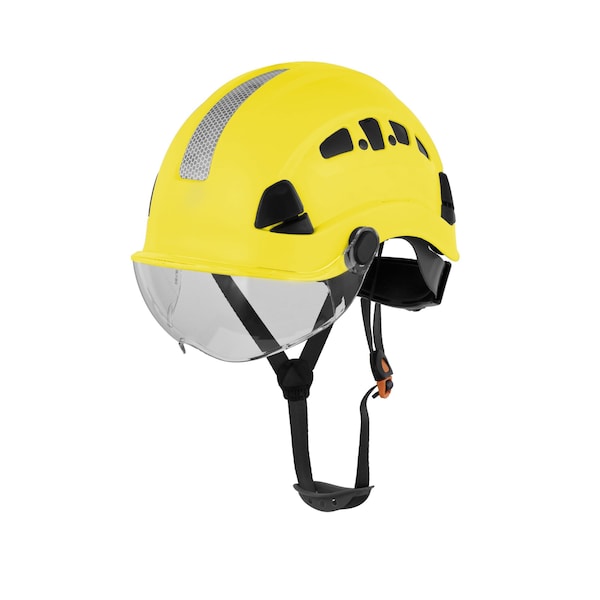 Defender Safety H1-CH Safety Helmet With Visor, Type 1 Class C, ANSI Z89.1 - Yellow - H1-CH-02V
